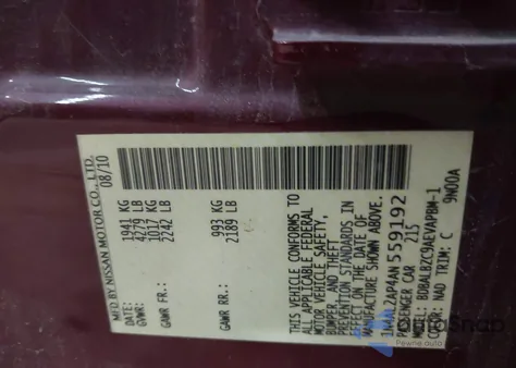 2010 Nissan Altima 2.5 S from USA, damaged, VIN 1N4AL2AP4AN559192